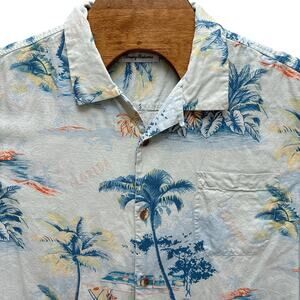 Tommy Bahama 100% Silk Florida Shirt Men's Size XL Blue Palm Beach Hawaiian